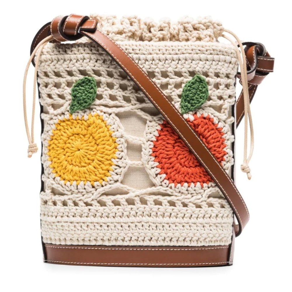 BRAND NEW STAUD Anita fruit-detail crochet bucket bag